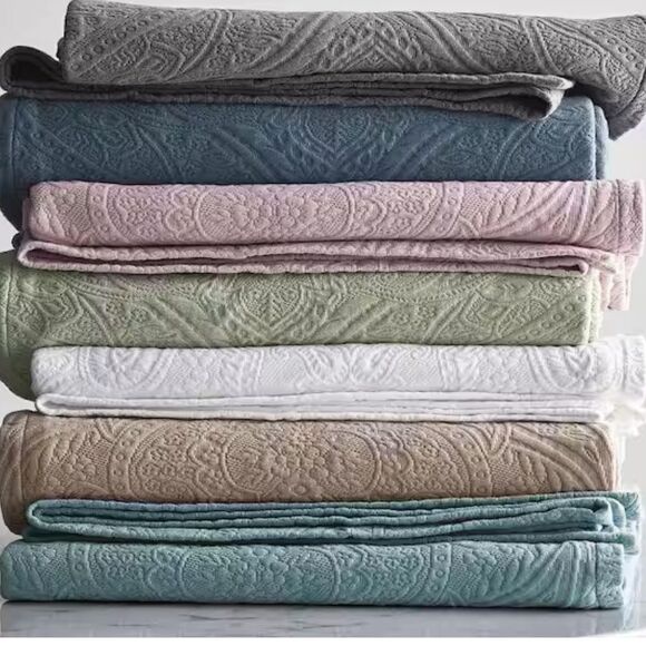 New Lot The Company Store Hillcrest Cotton Matelassé Shams - King x2 - Ivory - Picture 5 of 8